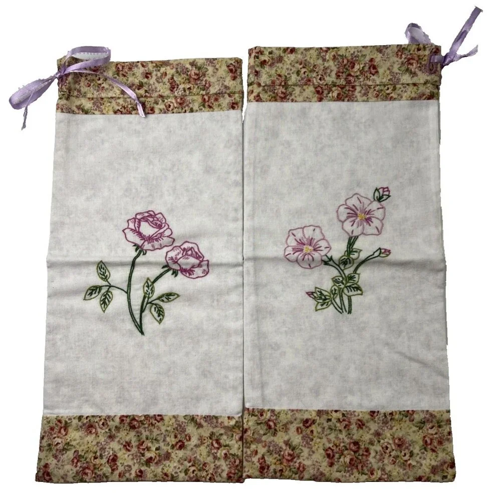 Needle Point - Flower Designs Gift/Goodie Bags Lot of 2